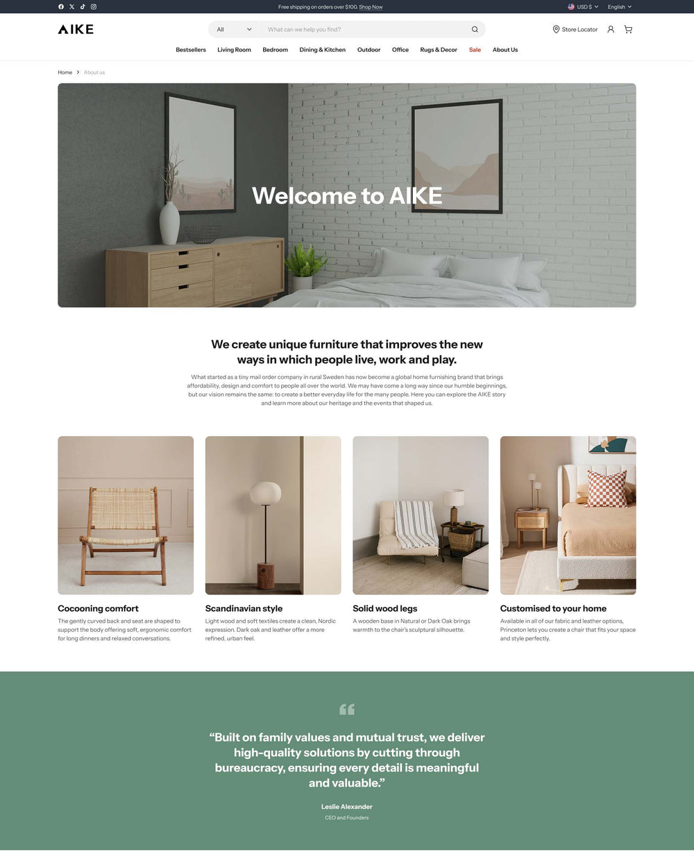 Aike - Home About Page Template for Shopify | Ecombe