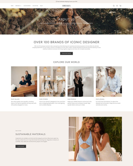 Claré - Clothing About Page Template for Shopify | Ecombe