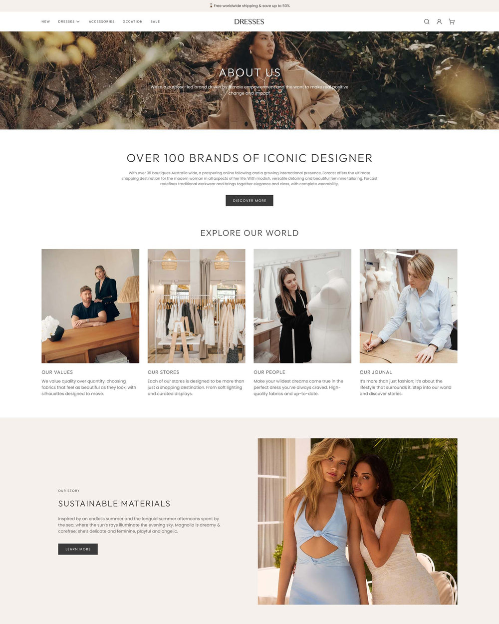 Claré - Clothing About Page Template for Shopify | Ecombe