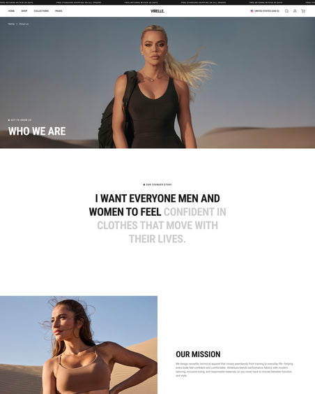 Virelle - Clothing About Page Template for Shopify | Ecombe