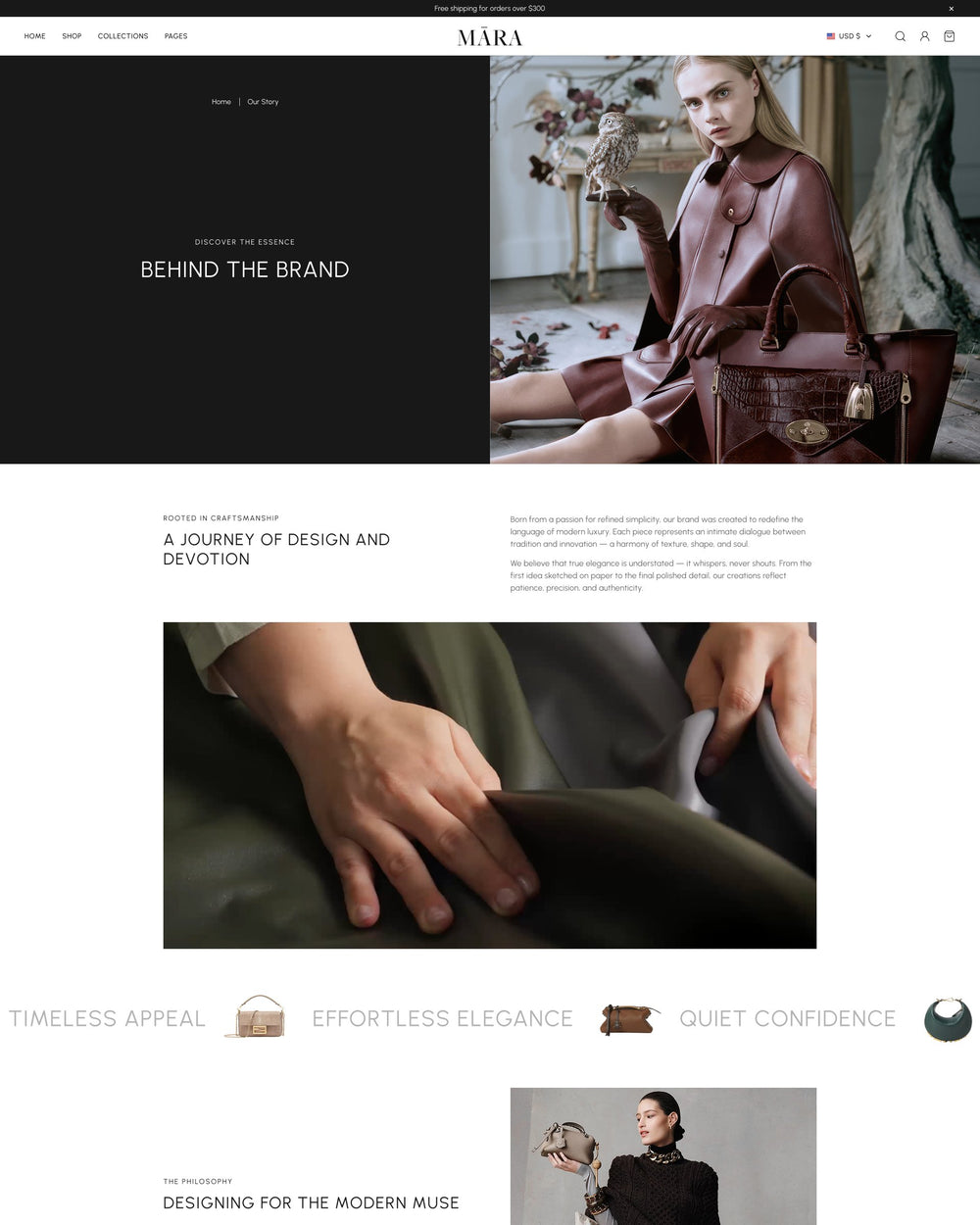 Mara - Bags About Page Template for Shopify | Ecombe