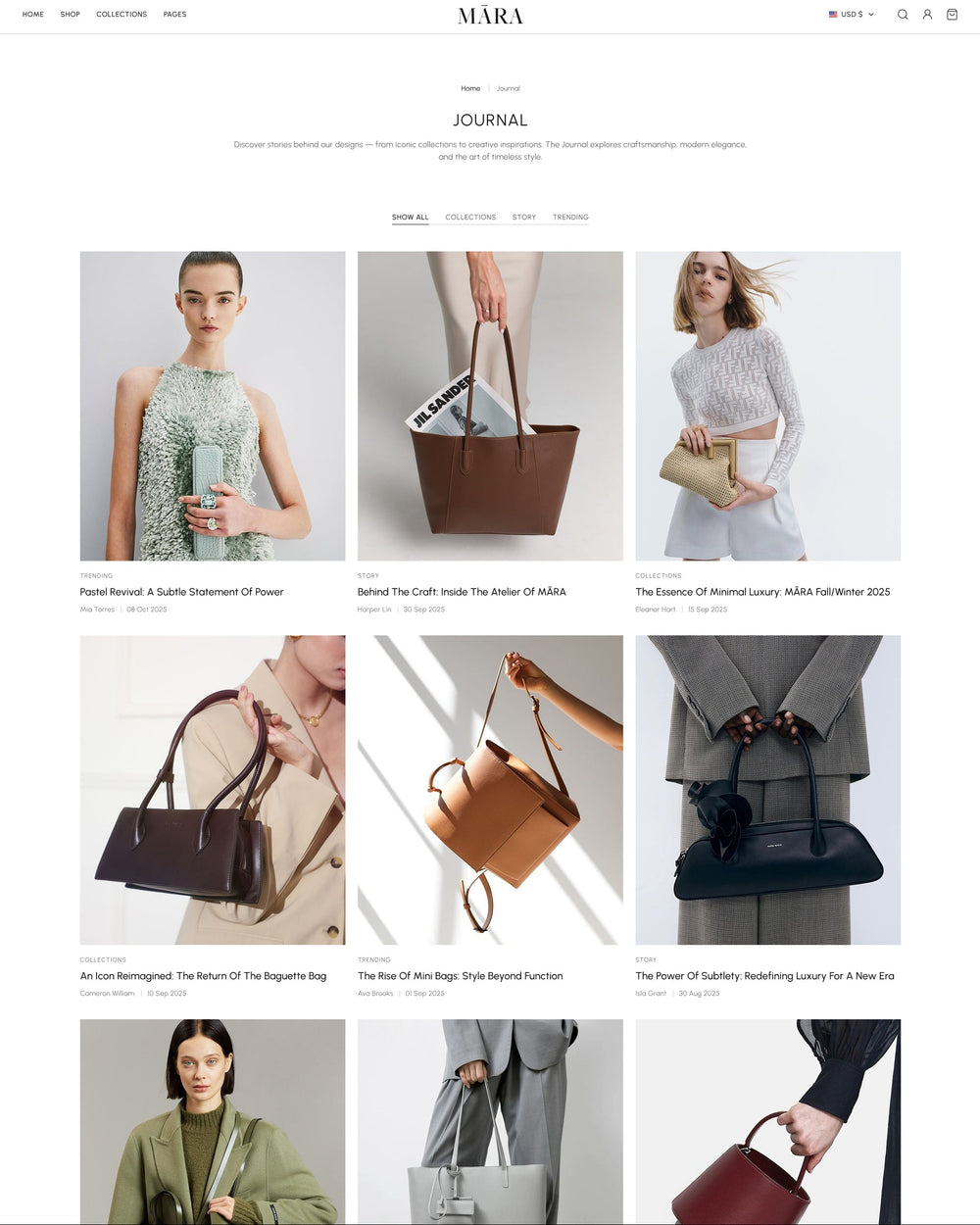 Mara - Bags Blog Page Template for Shopify | Ecombe