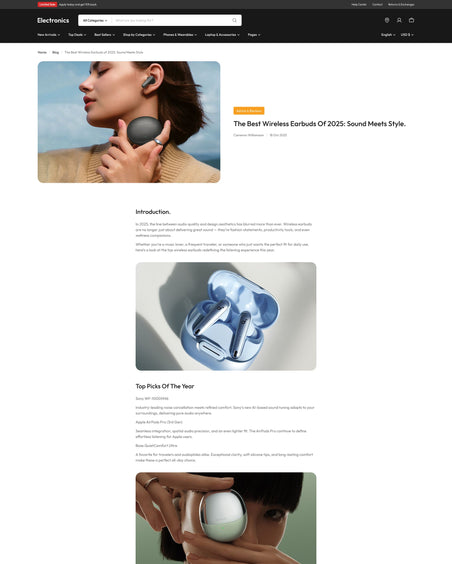 Torvex - Electronics Blog Post Page Template for Shopify | Ecombe