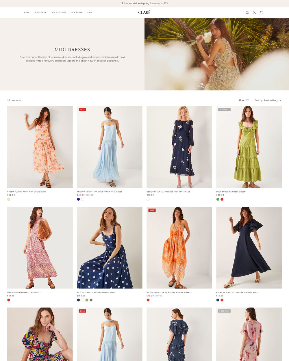 Claré - Clothing Collection Page Template for Shopify | Ecombe