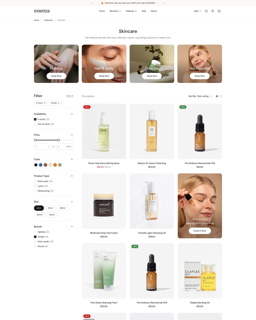 Essenza - Beauty Collection Page Template for Shopify | Ecombe