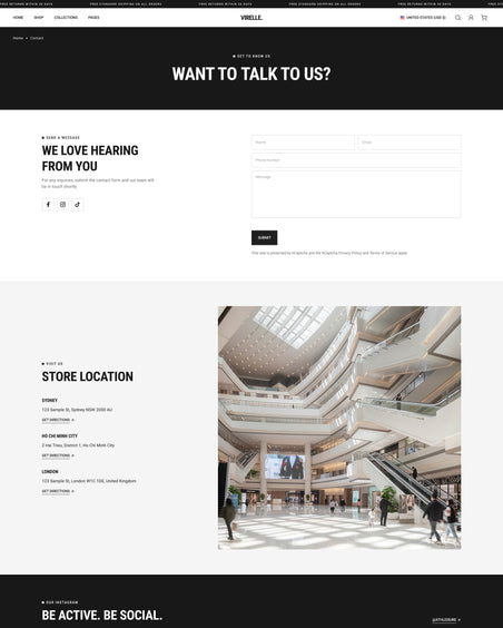 Virelle - Clothing Contact Page Template for Shopify | Ecombe