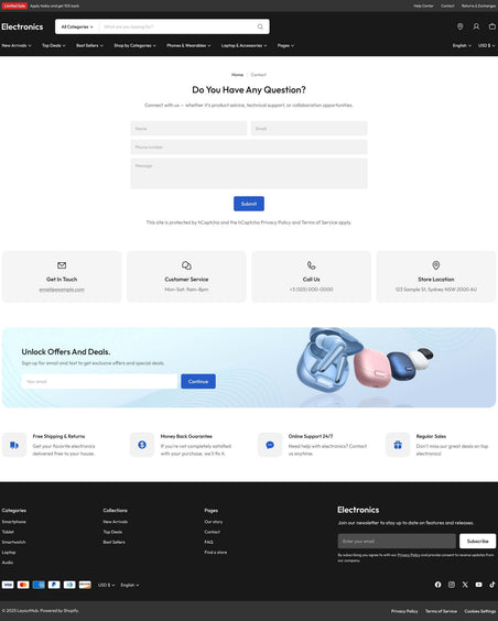 Torvex - Electronics Contact Page Template for Shopify | Ecombe