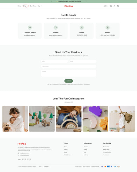 Peekoo - Toys Contact Page Template for Shopify | Ecombe