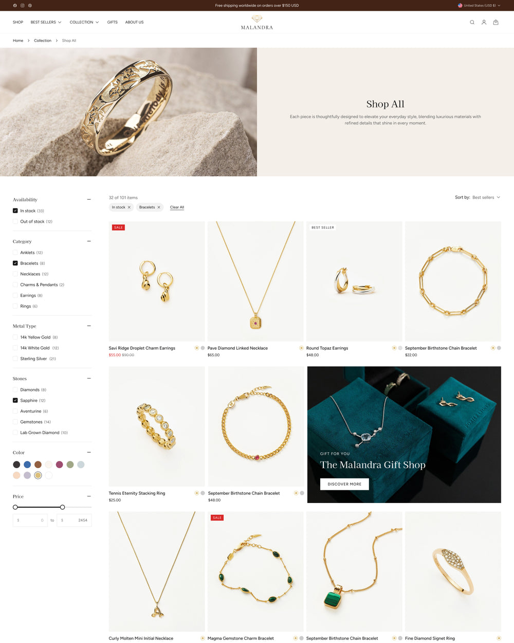 Elara - Jewelry & Accessories Collection Page Template for Shopify | Ecombe