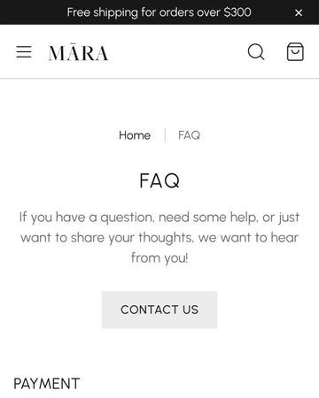 Mara - Bags FAQ Page Template for Shopify | Ecombe