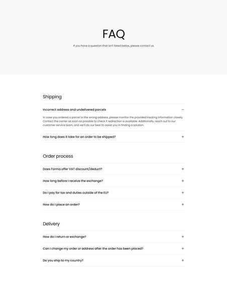 Essen - Clothing FAQ Page Template for Shopify | Ecombe