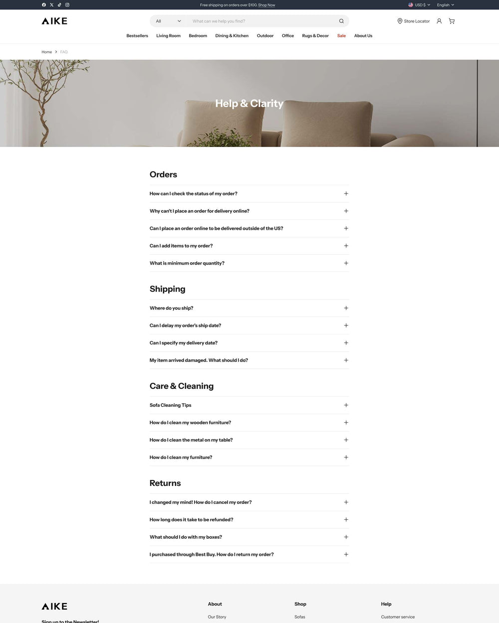 Aike - Home FAQ Page Template for Shopify | Ecombe