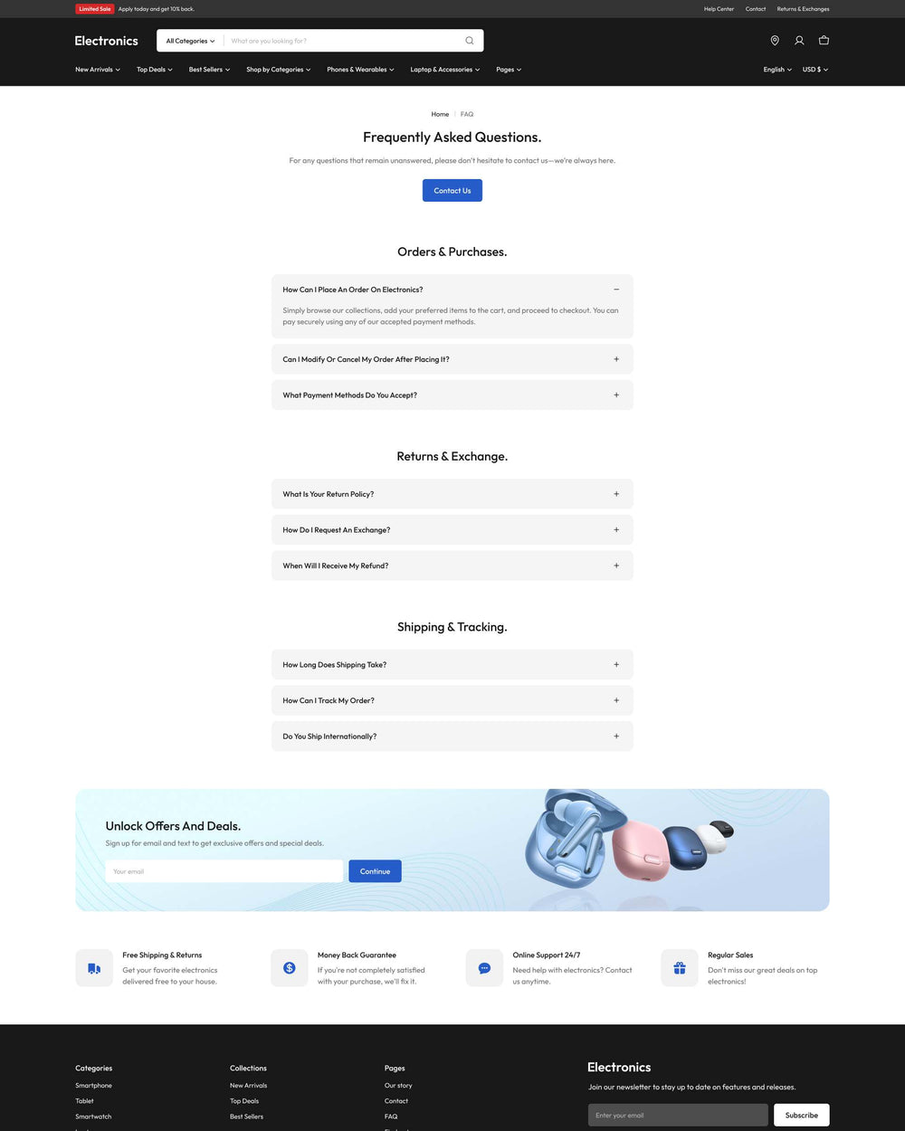 Torvex - Electronics FAQ Page Template for Shopify | Ecombe