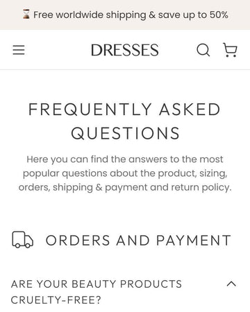 Claré - Clothing FAQ Page Template for Shopify | Ecombe