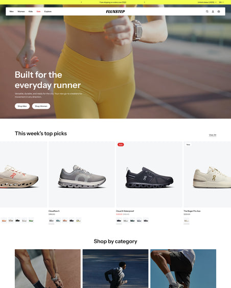 Fluxstep - Shoes Homepage Template for Shopify | Ecombe