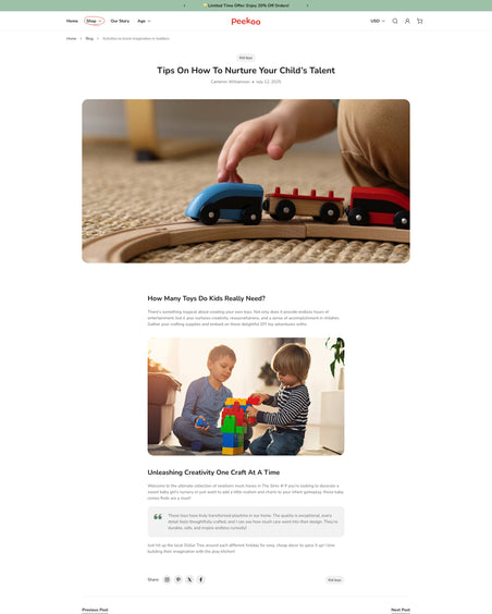Peekoo - Toys Blog Post Page Template for Shopify | Ecombe