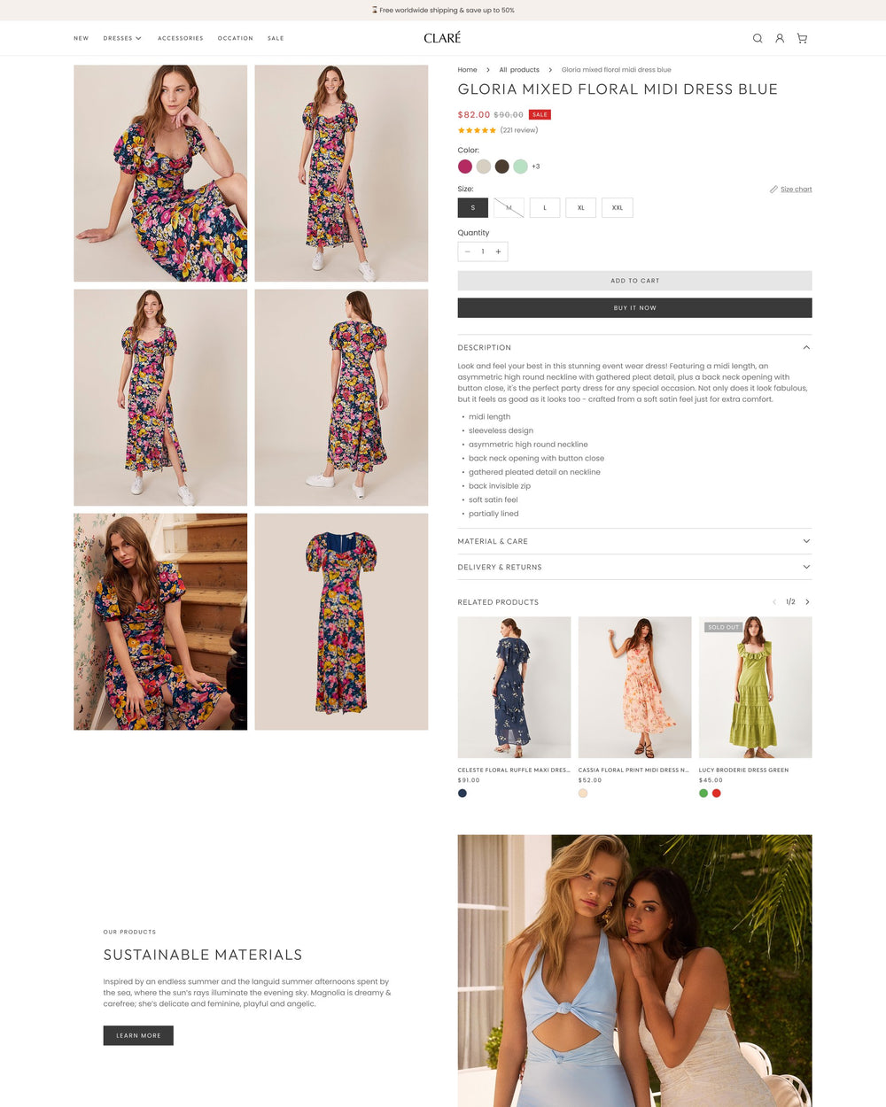 Claré - Clothing Product Page Template for Shopify | Ecombe