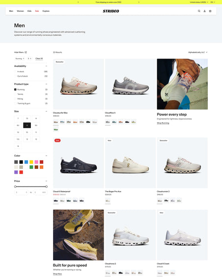Strideo - Shoes Collection Page Template for Shopify | Ecombe