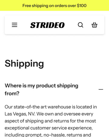 Strideo - Shoes FAQ Page Template for Shopify | Ecombe