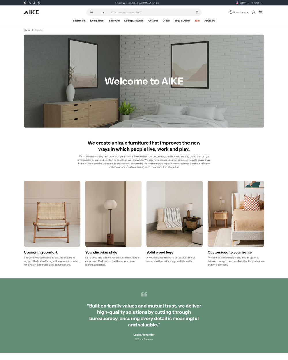 Aike - Home About Page Template for Shopify | Ecombe