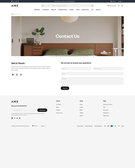 Aike - Home Contact Page Template for Shopify | Ecombe
