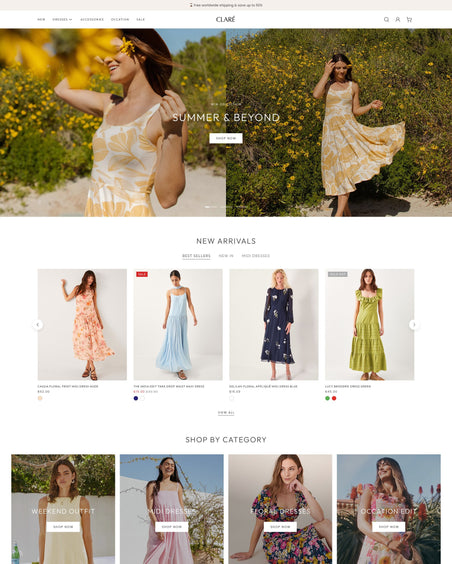 Claré - Clothing Homepage Template for Shopify | Ecombe