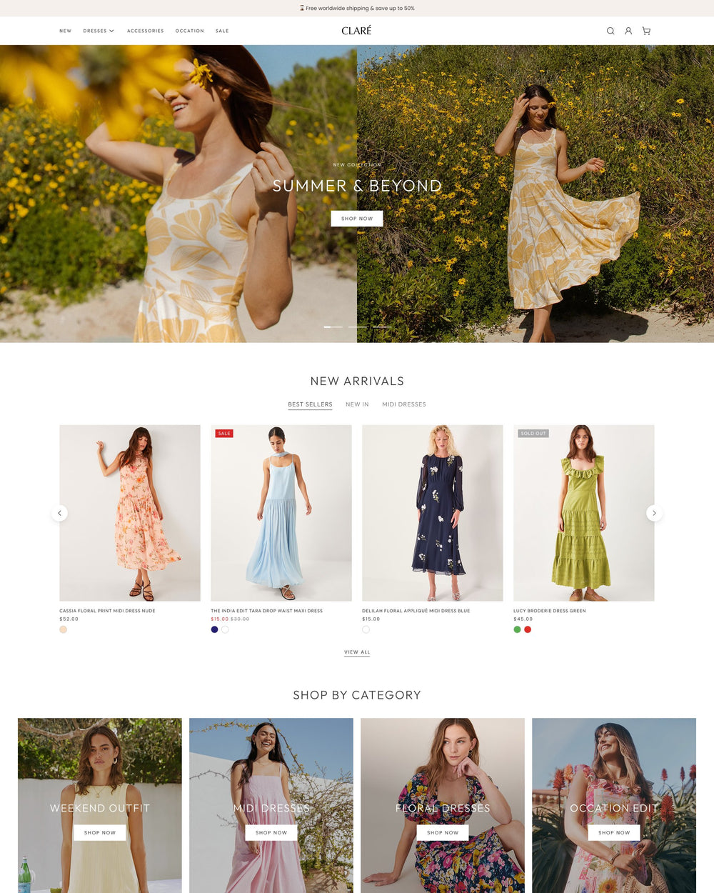 Claré - Clothing Homepage Template for Shopify | Ecombe