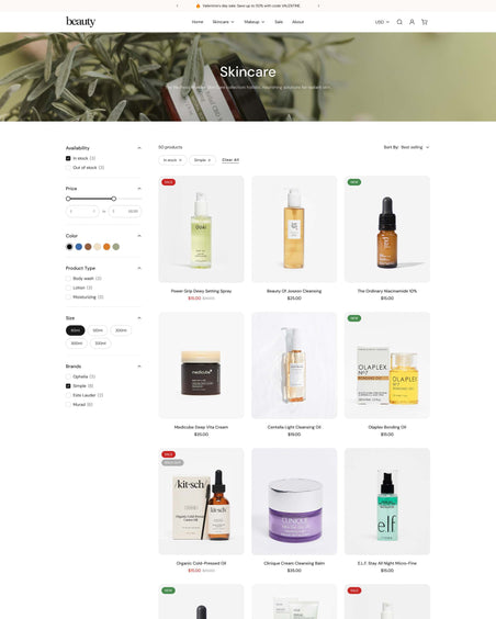 Skinora - Beauty Collection Page Template for Shopify | Ecombe