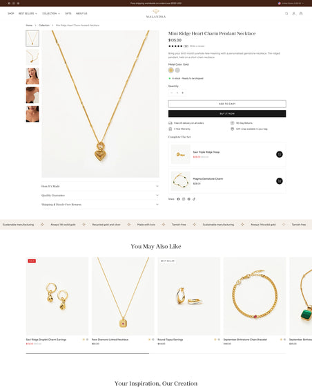 Elara - Jewelry & Accessories Product Page Template for Shopify | Ecombe