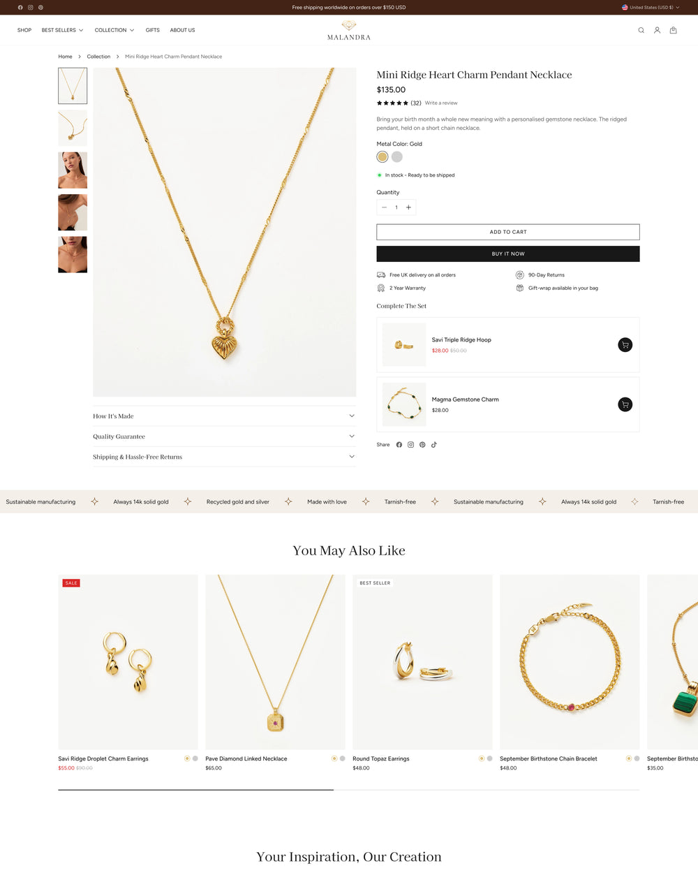 Elara - Jewelry & Accessories Product Page Template for Shopify | Ecombe