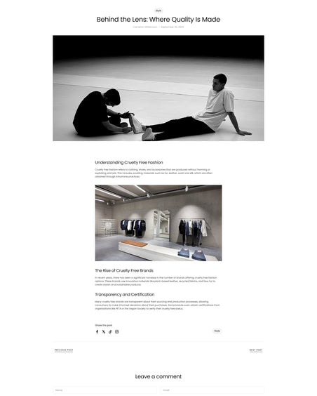 Essen - Clothing Blog Post Page Template for Shopify | Ecombe