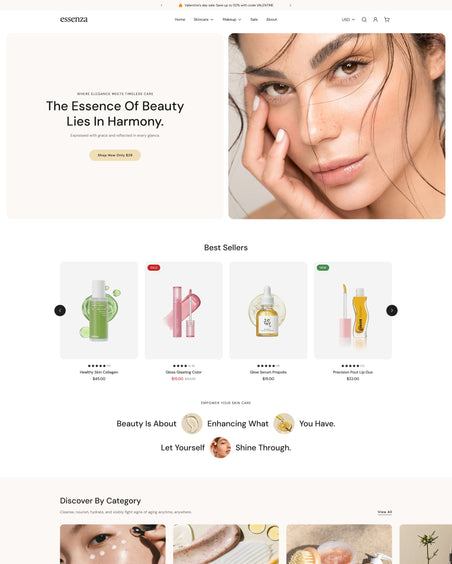Essenza - Beauty Homepage Template for Shopify | Ecombe