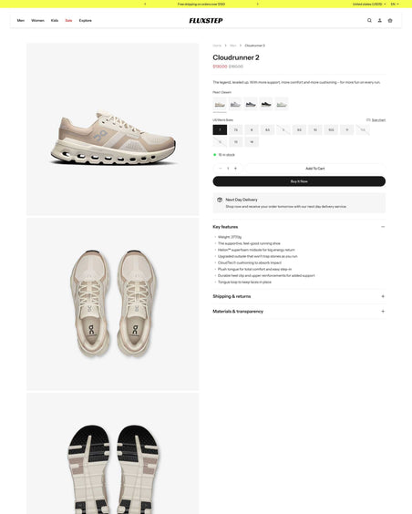 Fluxstep - Shoes Product Page Template for Shopify | Ecombe