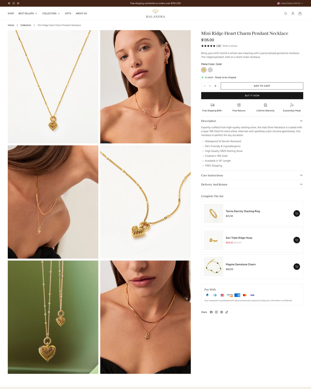 Malandra - Jewelry & Accessories Product Page Template for Shopify | Ecombe