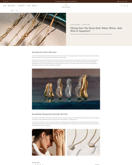 Malandra - Jewelry & Accessories Blog Post Page Template for Shopify | Ecombe