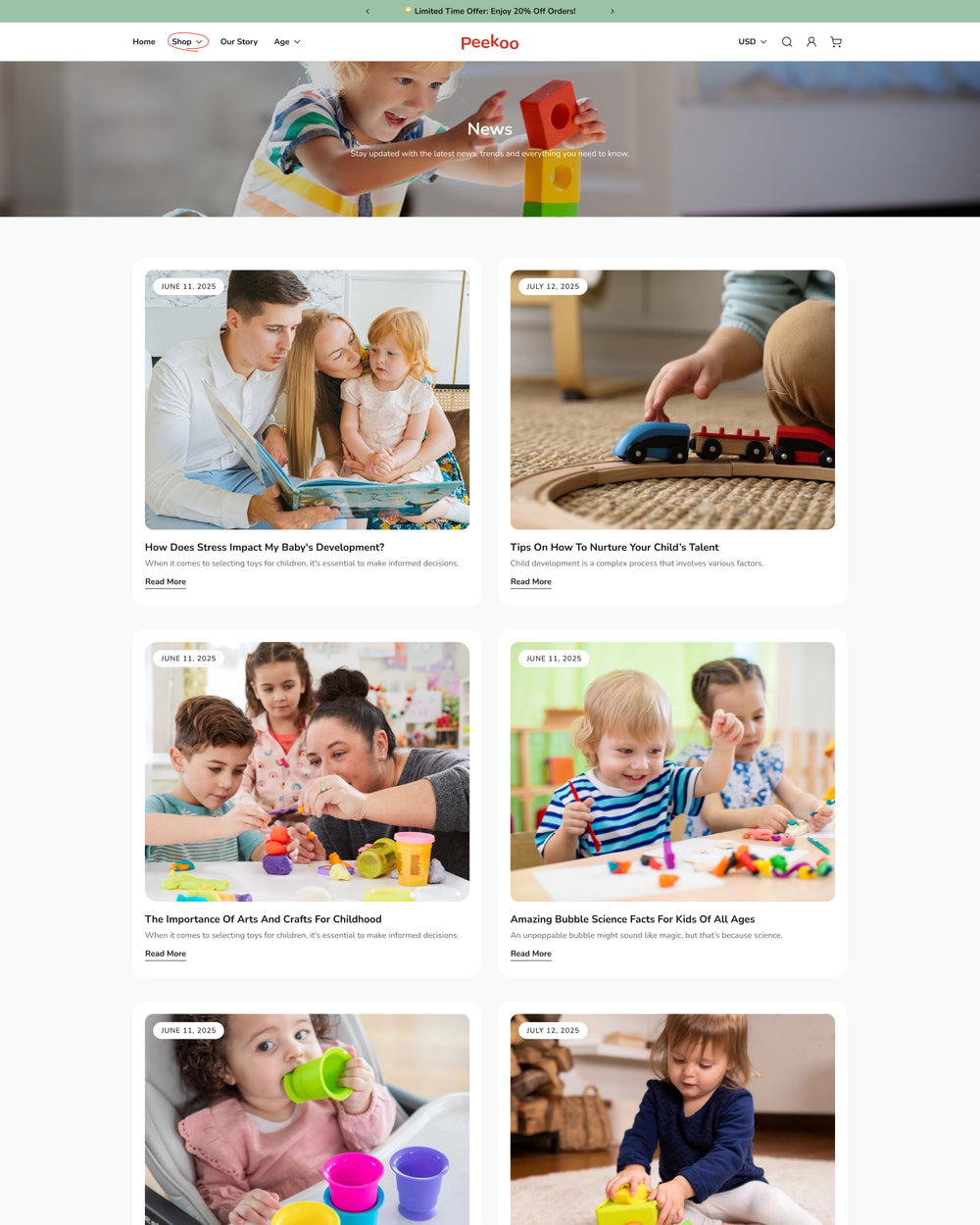 Peekoo - Toys Blog Page Template for Shopify | Ecombe