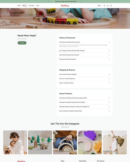 Peekoo - Toys FAQ Page Template for Shopify | Ecombe