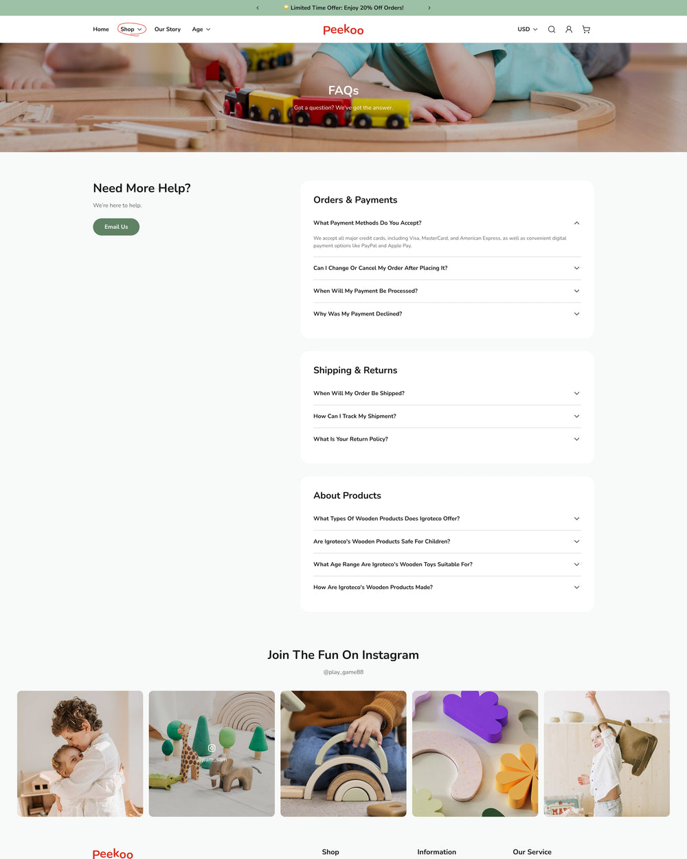Peekoo - Toys FAQ Page Template for Shopify | Ecombe