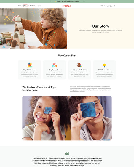 Peekoo - Toys About Page Template for Shopify | Ecombe