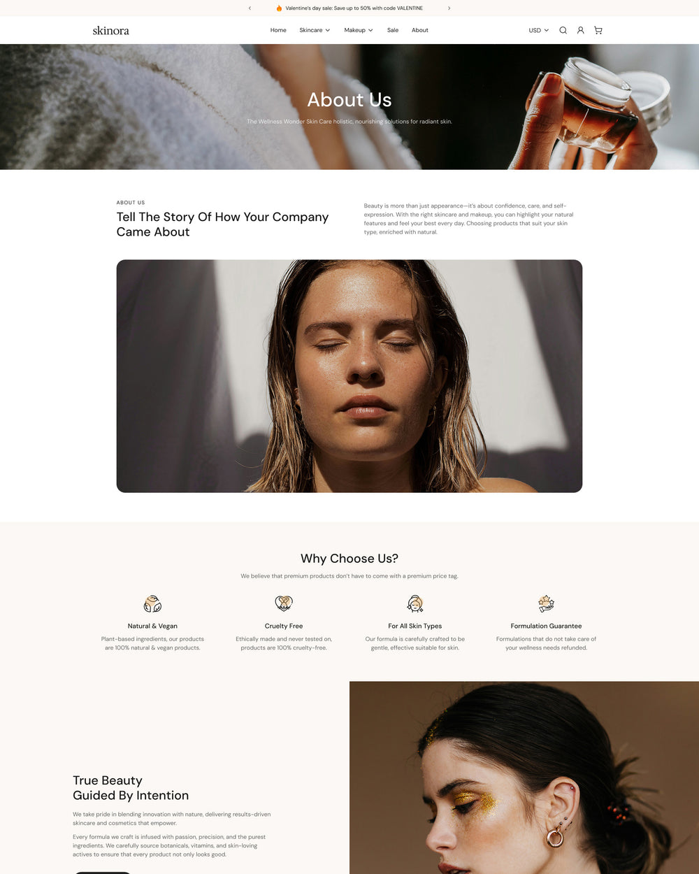 Skinora - Beauty About Page Template for Shopify | Ecombe