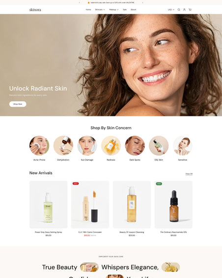 Skinora - Beauty Homepage Template for Shopify | Ecombe