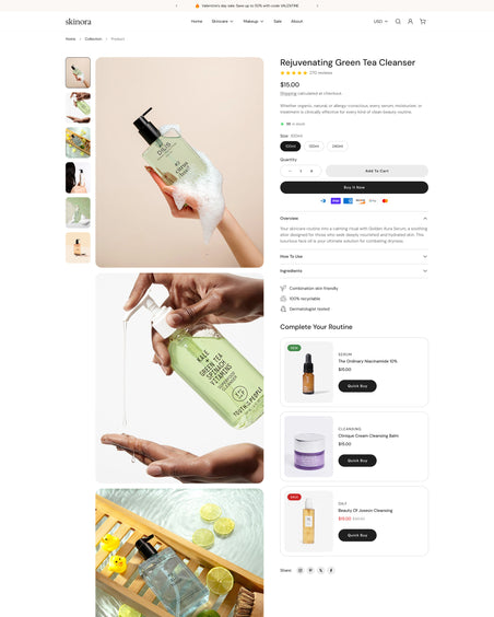 Skinora - Beauty Product Page Template for Shopify | Ecombe