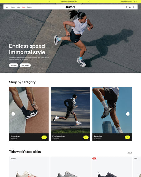 Strideo - Shoes Homepage Template for Shopify | Ecombe