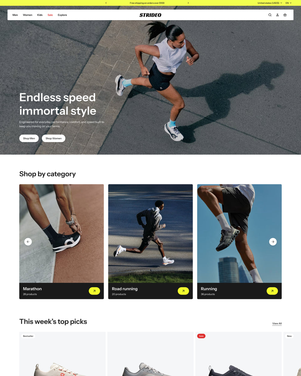 Strideo - Shoes Homepage Template for Shopify | Ecombe