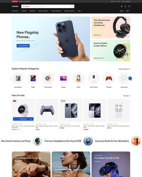 Torvex - Electronics Homepage Template for Shopify | Ecombe