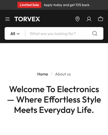 Torvex - Electronics About Page Template for Shopify | Ecombe