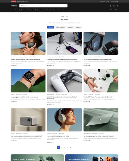Torvex - Electronics Blog Page Template for Shopify | Ecombe