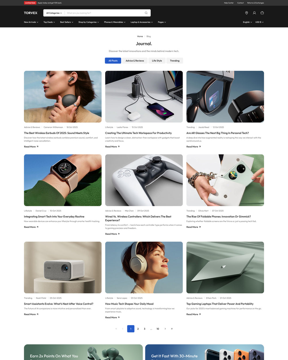 Torvex - Electronics Blog Page Template for Shopify | Ecombe