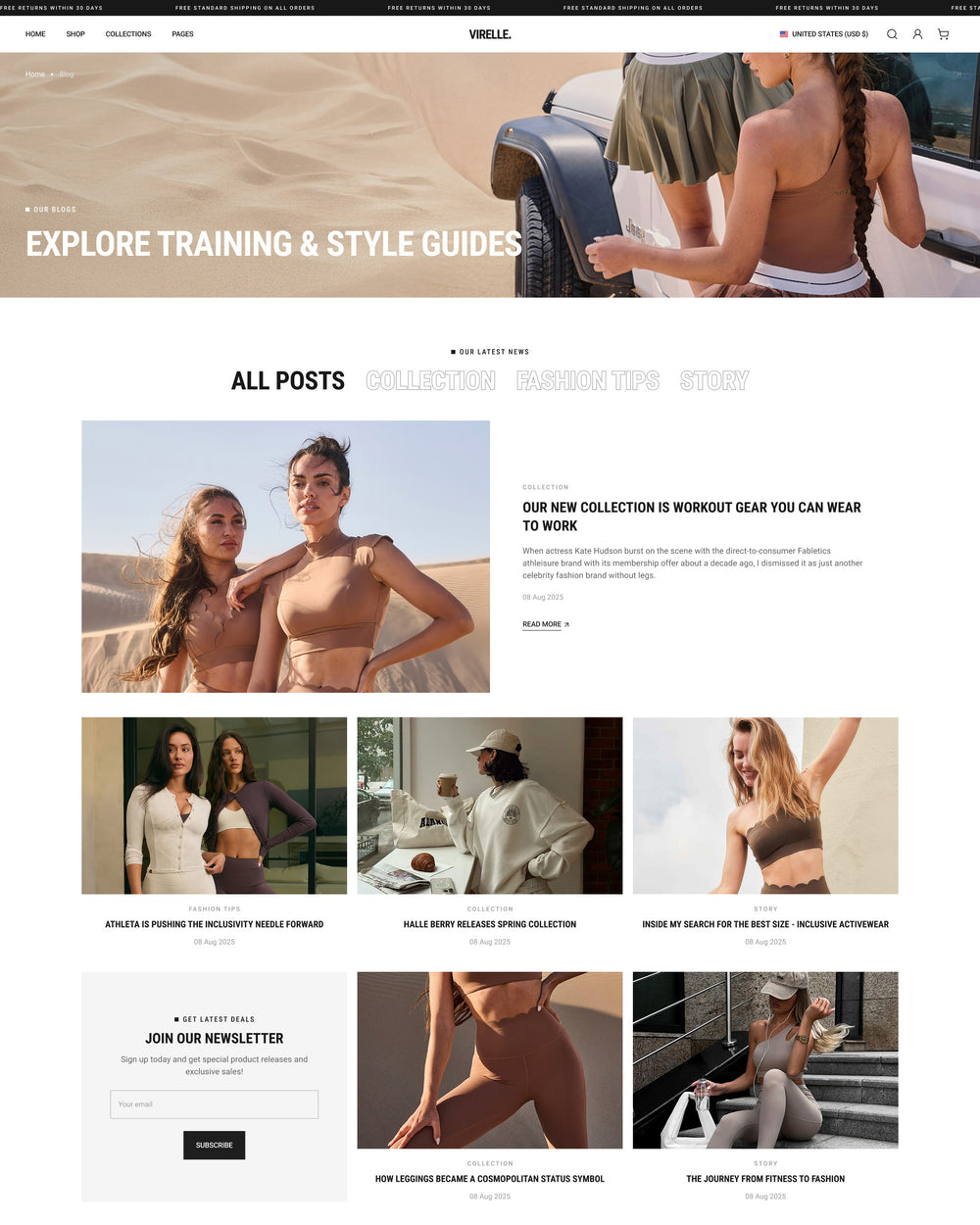 Virelle - Clothing Blog Page Template for Shopify | Ecombe