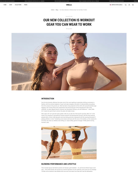 Virelle - Clothing Blog Post Page Template for Shopify | Ecombe